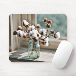 Cotton Plant Branch Bouquet Mouse Pad