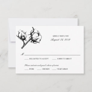 Cotton Plant Etching Wedding RSVP