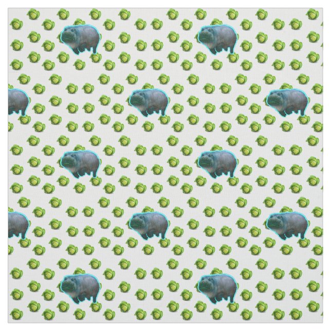 COTTON PRINT FABRIC - HUNGRY HIPPO (Swatch)