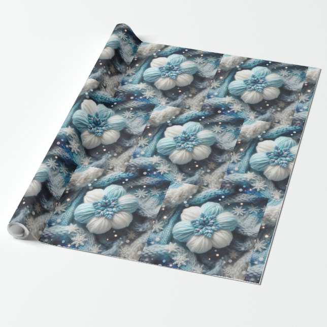 Cotton snowflake  wrapping paper (Unrolled)
