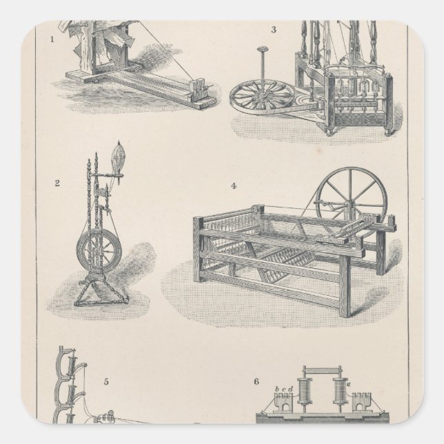 Cotton Spinning I Square Sticker (Front)
