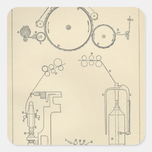 Cotton Spinning II Square Sticker (Front)