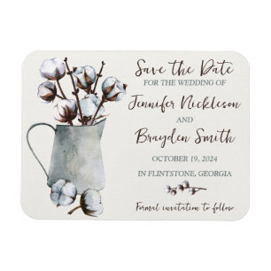 Cotton Stems in Pitcher Wedding Save the Date Magnet