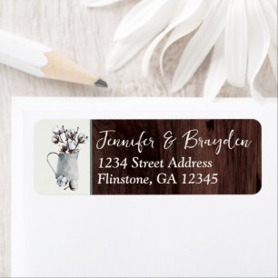Cotton Stems in Tin Pitcher Wedding Address Return Address Label