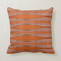 Cotton Throw Pillow - Burnt Orange, Grey Artisanal