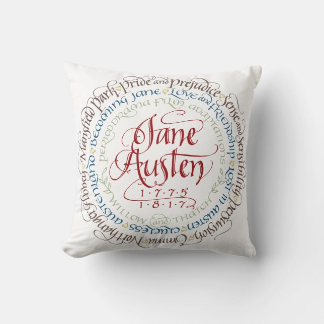 Cotton Throw Pillow - Jane Austen Period Dramas (Front)