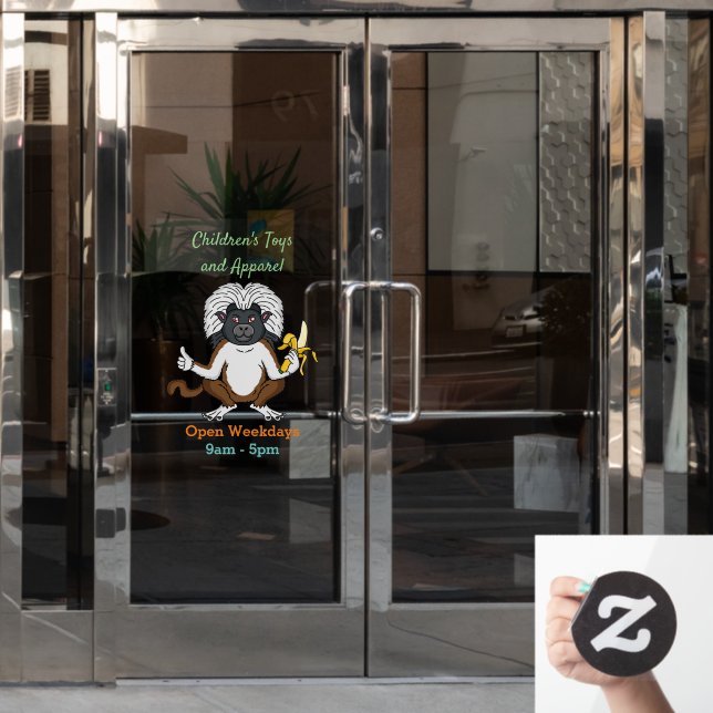 Cotton Top Tamarin monkey cartoon illustration (Office Door)