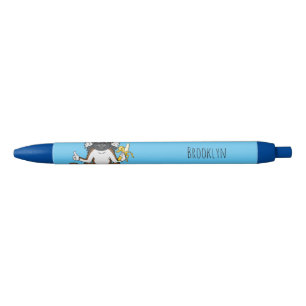 Cotton Top Tamarin monkey cartoon illustration Black Ink Pen