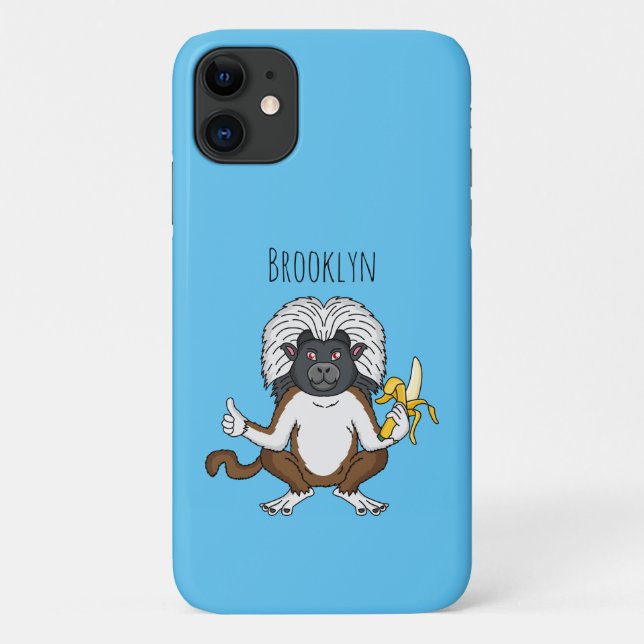 Cotton Top Tamarin monkey cartoon illustration Case-Mate iPhone Case (Back)