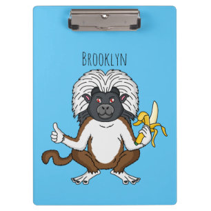 Cotton Top Tamarin monkey cartoon illustration Clipboard