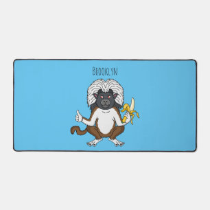 Cotton Top Tamarin monkey cartoon illustration Desk Mat