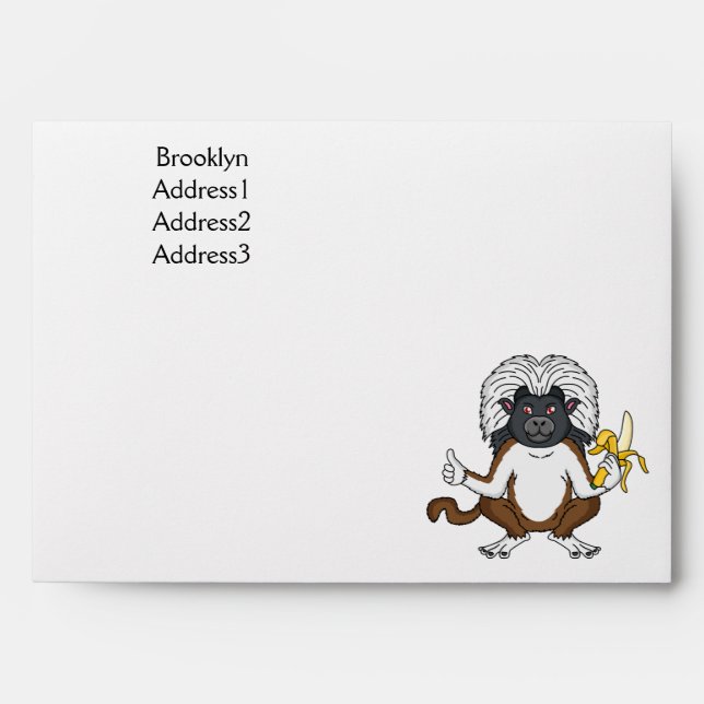 Cotton Top Tamarin monkey cartoon illustration Envelope (Front)