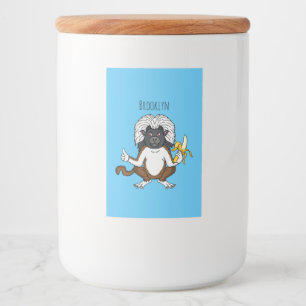 Cotton Top Tamarin monkey cartoon illustration Food Label