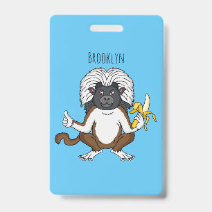 Cotton Top Tamarin monkey cartoon illustration ID Badge