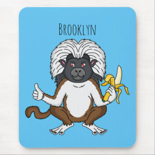 Cotton Top Tamarin monkey cartoon illustration Mouse Pad
