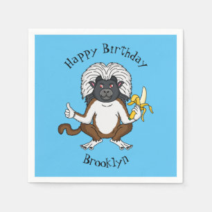 Cotton Top Tamarin monkey cartoon illustration Napkin