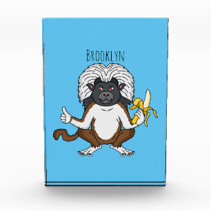 Cotton Top Tamarin monkey cartoon illustration Photo Block