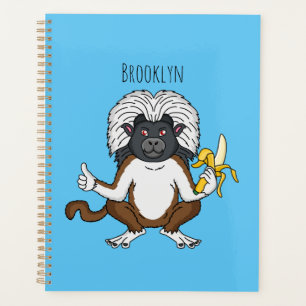Cotton Top Tamarin monkey cartoon illustration Planner