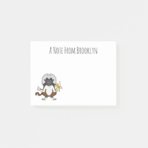 Cotton Top Tamarin monkey cartoon illustration Post-it Notes