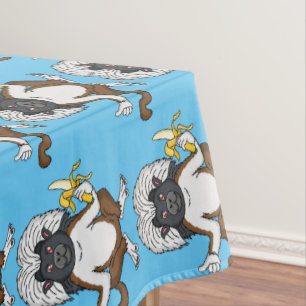 Cotton Top Tamarin monkey cartoon illustration Tablecloth