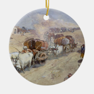 Cotton Transport, India, 1862 (w/c over pencil hei Ceramic Ornament
