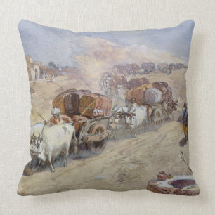 Cotton Transport, India, 1862 (w/c over pencil hei Cushion