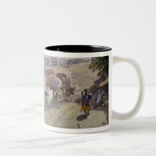 Cotton Transport, India, 1862 (w/c over pencil hei Two-Tone Coffee Mug