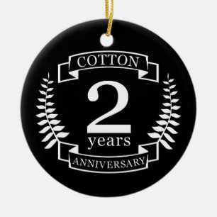 Cotton wedding anniversary 2 years married ceramic ornament
