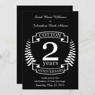 Cotton wedding anniversary 2 years married invitation