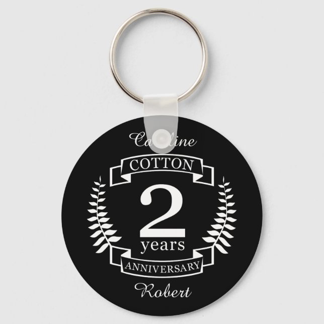 Cotton wedding anniversary 2 years married key ring (Front)