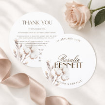 Cotton Wedding Reception Dinner Thank You Card