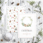 Cotton Winter Greenery Wreath Merry Christmas Holi Holiday Card<br><div class="desc">Looking for a beautiful, simple, and elegant holiday card? Look no further than our Cotton Winter Greenery Wreath Merry Christmas Script Holiday Card! This stunning card features a loose wreath arrangement of festive watercolor cotton bolls and winter greenery, with the 'Merry Christmas' message written in a popular hand lettered calligraphy...</div>
