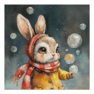 Cottontail Bubbles: A Bit of Whimsy Bunny Poster