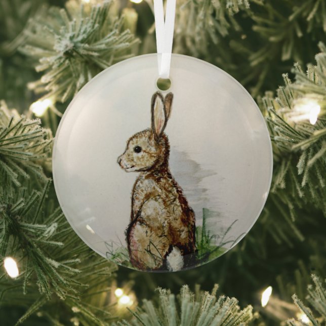 Cottontail by Hevener Glass Tree Decoration (Insitu)
