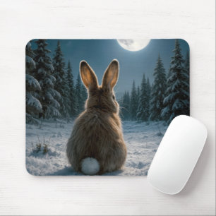 Cottontail Rabbit In Moonlight Mouse Pad
