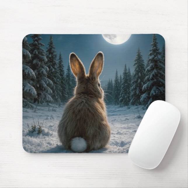 Cottontail Rabbit In Moonlight Mouse Pad (With Mouse)
