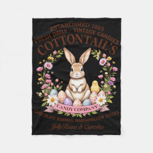 Cottontail’s Candy Vintage Easter Bunny Easter Day Fleece Blanket