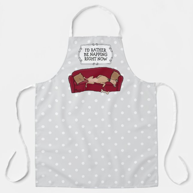 Couch Greyhound (fawn) Dog Lazy Sleeping Funny Apron (Front)