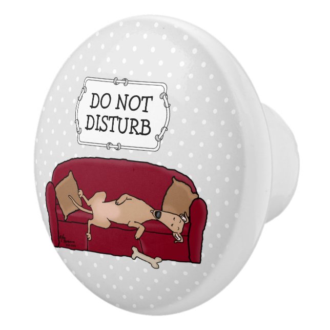 Couch Greyhound (fawn) Dog Lazy Sleeping Funny Ceramic Knob (Right)