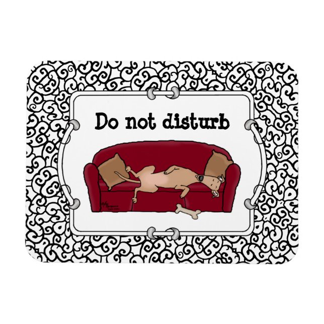 Couch Greyhound (fawn) Dog Lazy Sleeping Funny Magnet (Horizontal)