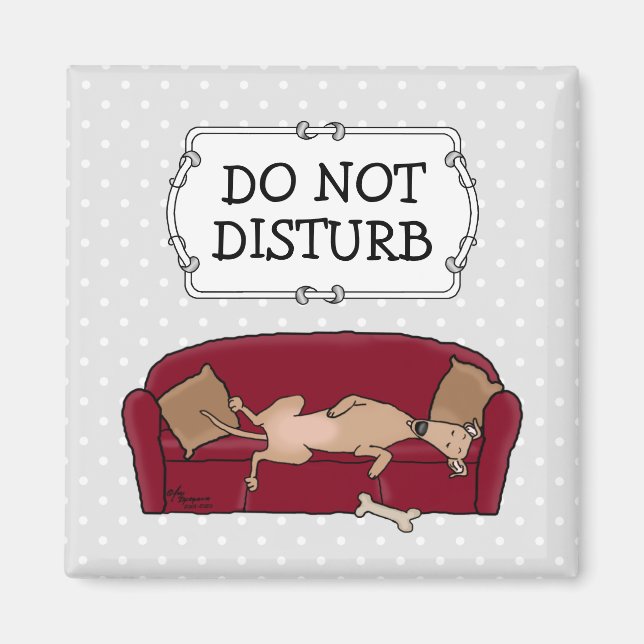 Couch Greyhound (fawn) Dog Lazy Sleeping Funny Magnet (Front)