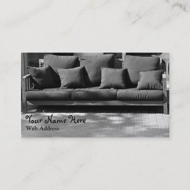Couch on Street Business Card Black and White (Front)