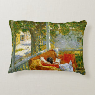 Couch on the Porch, Cos Cob by Frederick Hassam Decorative Cushion