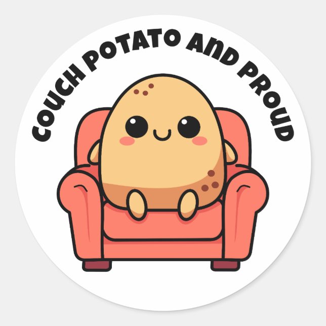 Couch Potato And Proud Classic Round Sticker (Front)