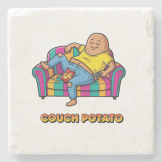 Couch Potato Cartoon Stone Coaster