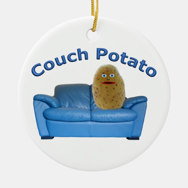 Couch Potato Ceramic Ornament (Front)