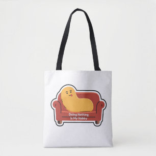 Couch Potato Doodle   Funny Lazy Mood Sticker Tote Bag