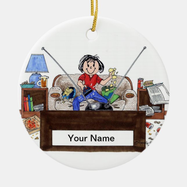 Couch Potato - Female Ceramic Tree Decoration (Front)