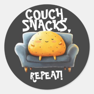Couch Potato Funny Classic Round Sticker