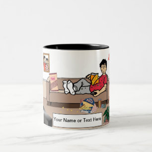 Couch Potato - Male Cartoon by PrintedPerfection Two-Tone Coffee Mug